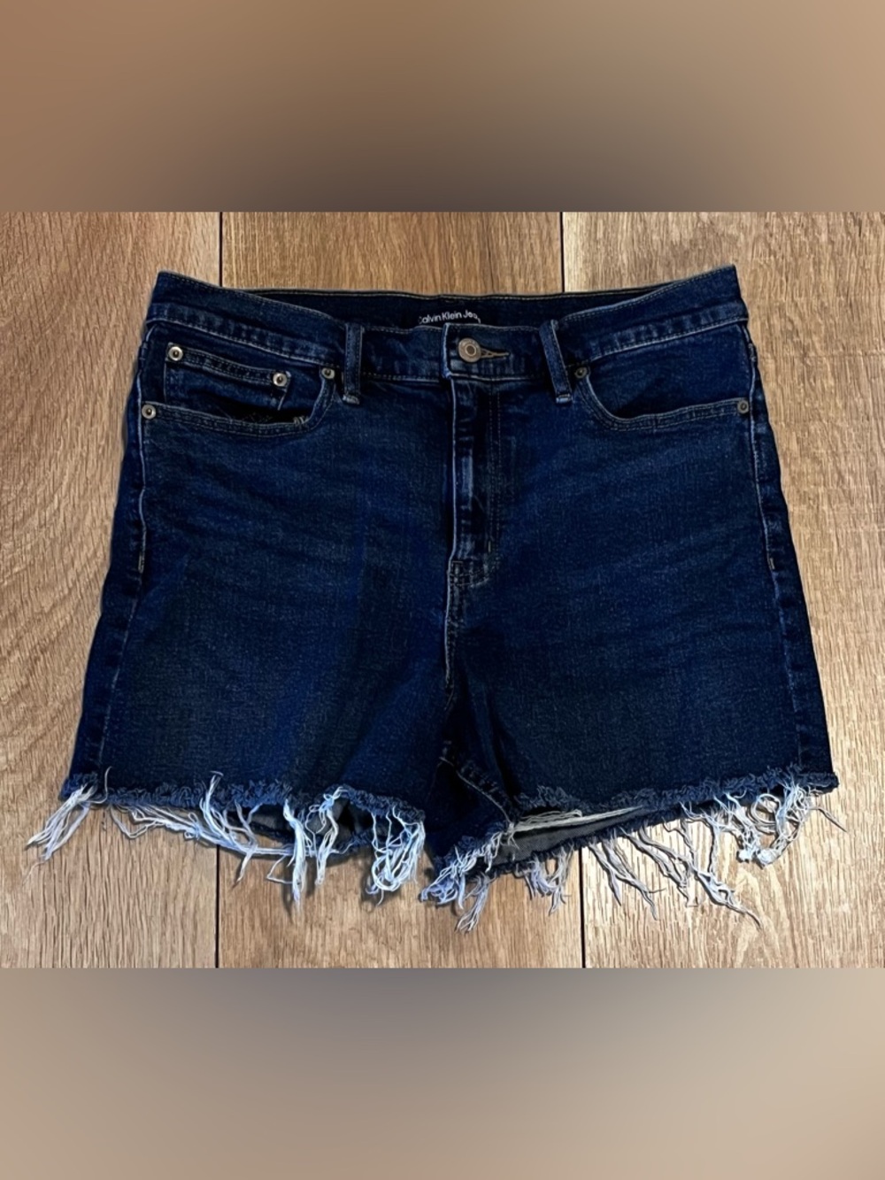 Calvin Klein Jeans Deep Indigo Frayed Denim Shorts